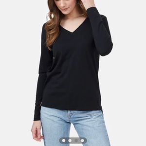 Tentree long sleeve v neck top | black long sleeve